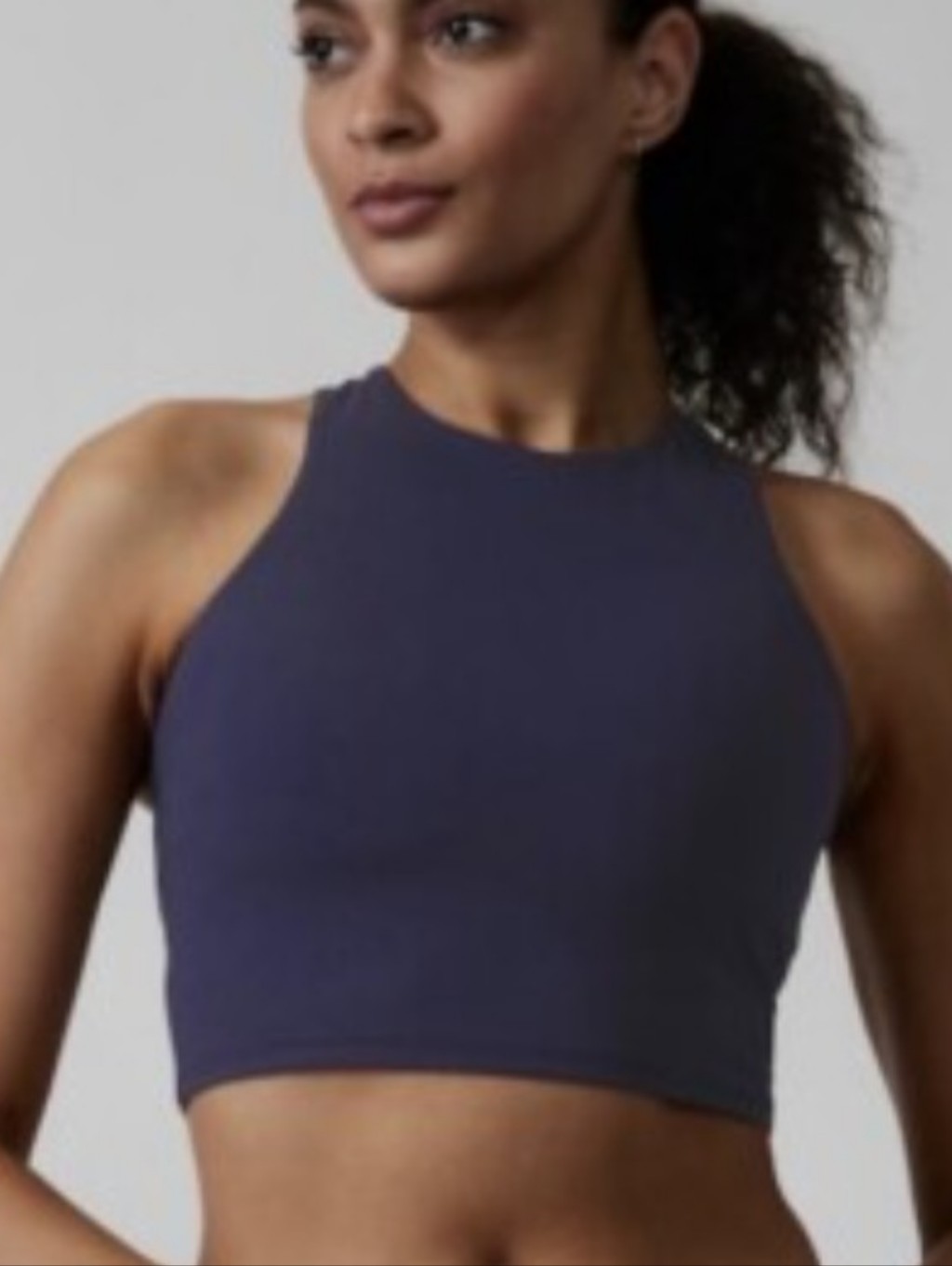 Athleta Conscious Crop Navy High Neck Racerback Bikini Top Women's New